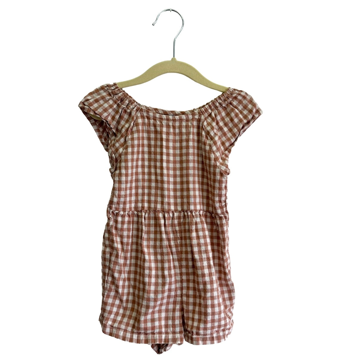 Brown Gingham Romper