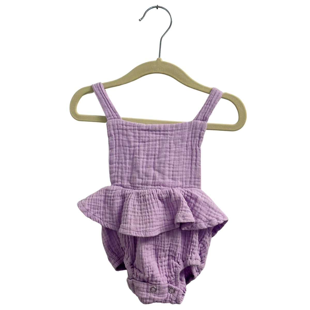 Lilac Muslin Bubblesuit With Ruffle